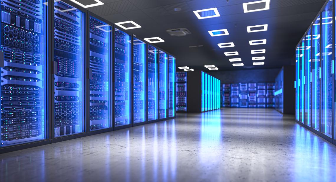 Modern bir veri merkezinin fotoğrafı